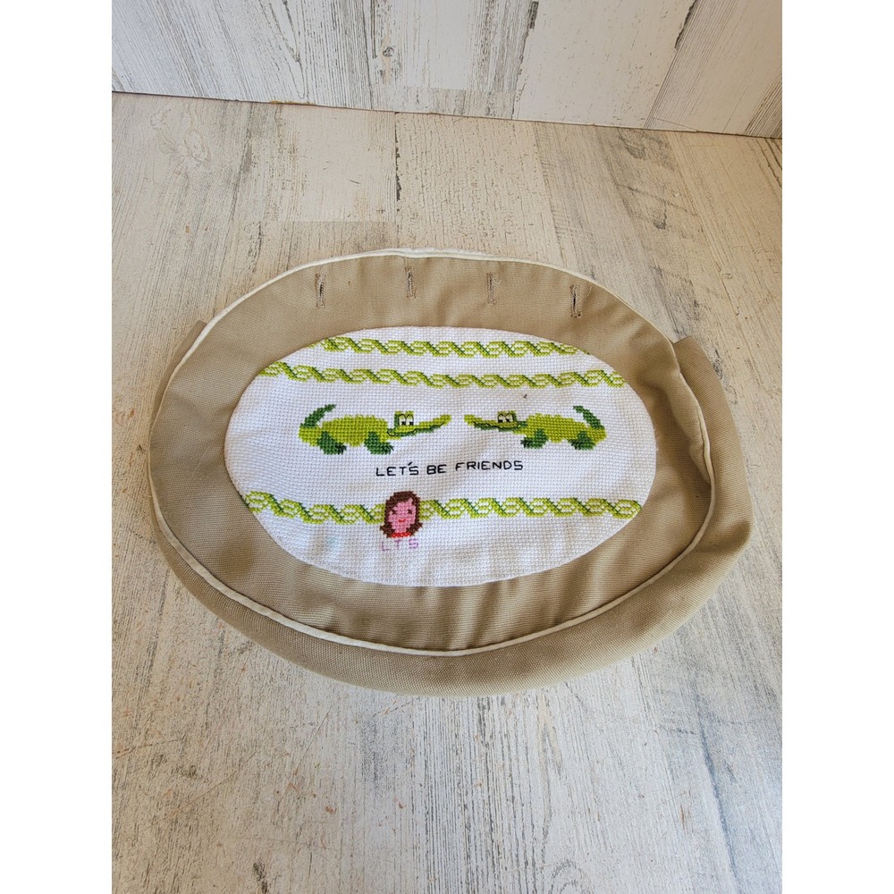 Let's be friends cross stitch alligator pattern vintage bag baby accessory